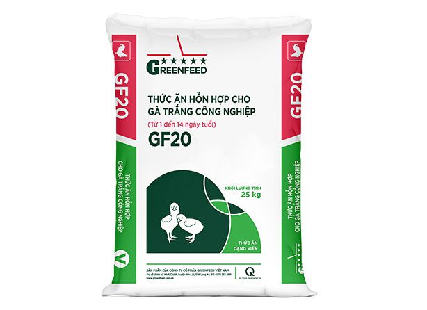 Thức ăn hỗn hợp cho gà trắng công nghiệp GF20 – giai đoạn 1–14 ngày | GREENFEED GF20 mixed feed for white broiler chickens, 1–14 days