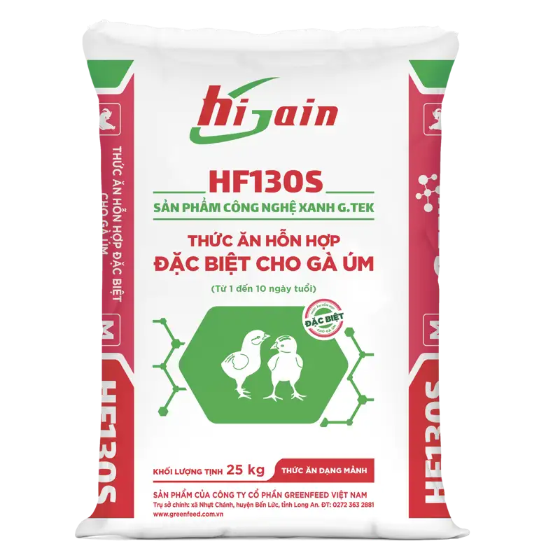 Thức ăn hỗn hợp đặc biệt cho gà úm HF130S – giai đoạn 1–10 ngày | GREENFEED HF130S special mixed feed for brooding chicks, 1–10 days