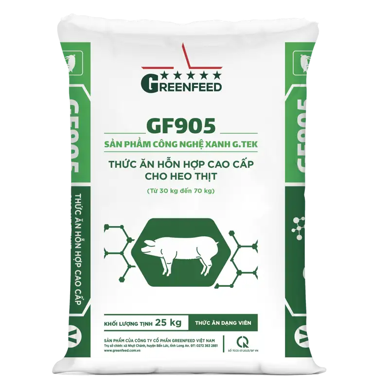 Thức ăn hỗn hợp cao cấp cho heo thịt GF905 – giai đoạn 95 kg | GREENFEED GF905 premium mixed feed for porkers, 95 kg stage