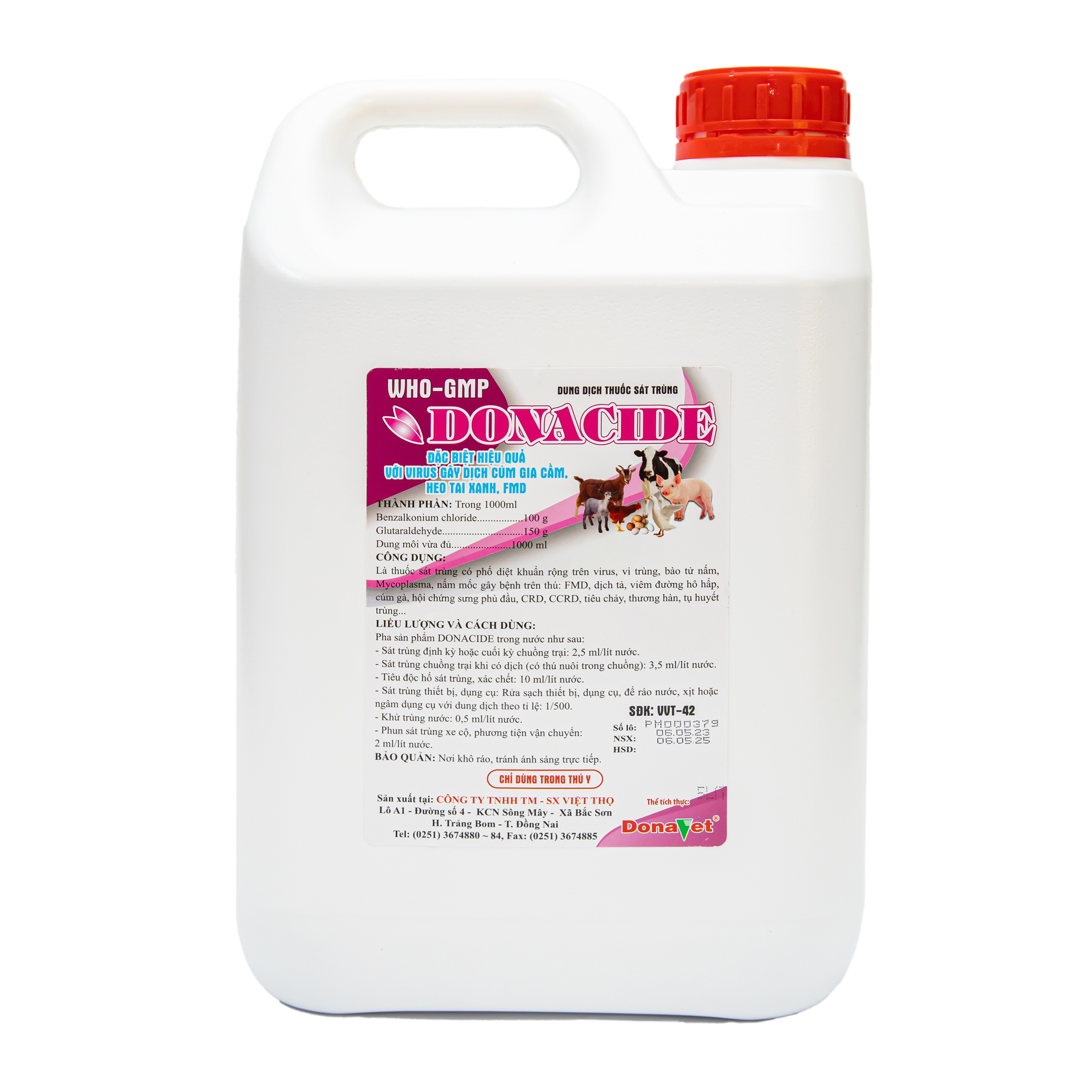 Là thuốc sát trùng có phổ diệt khuẩn rộng trên virus, vi trùng, bào tử nấm, Mycoplasma, nấm mốc gây bệnh trên thú: FMD, dịch tả, viêm đường hô hấp, cúm gà, hội chứng sưng phù đầu, CRD, CCRD, tiêu chảy, thương hàn, tụ huyết trùng,…