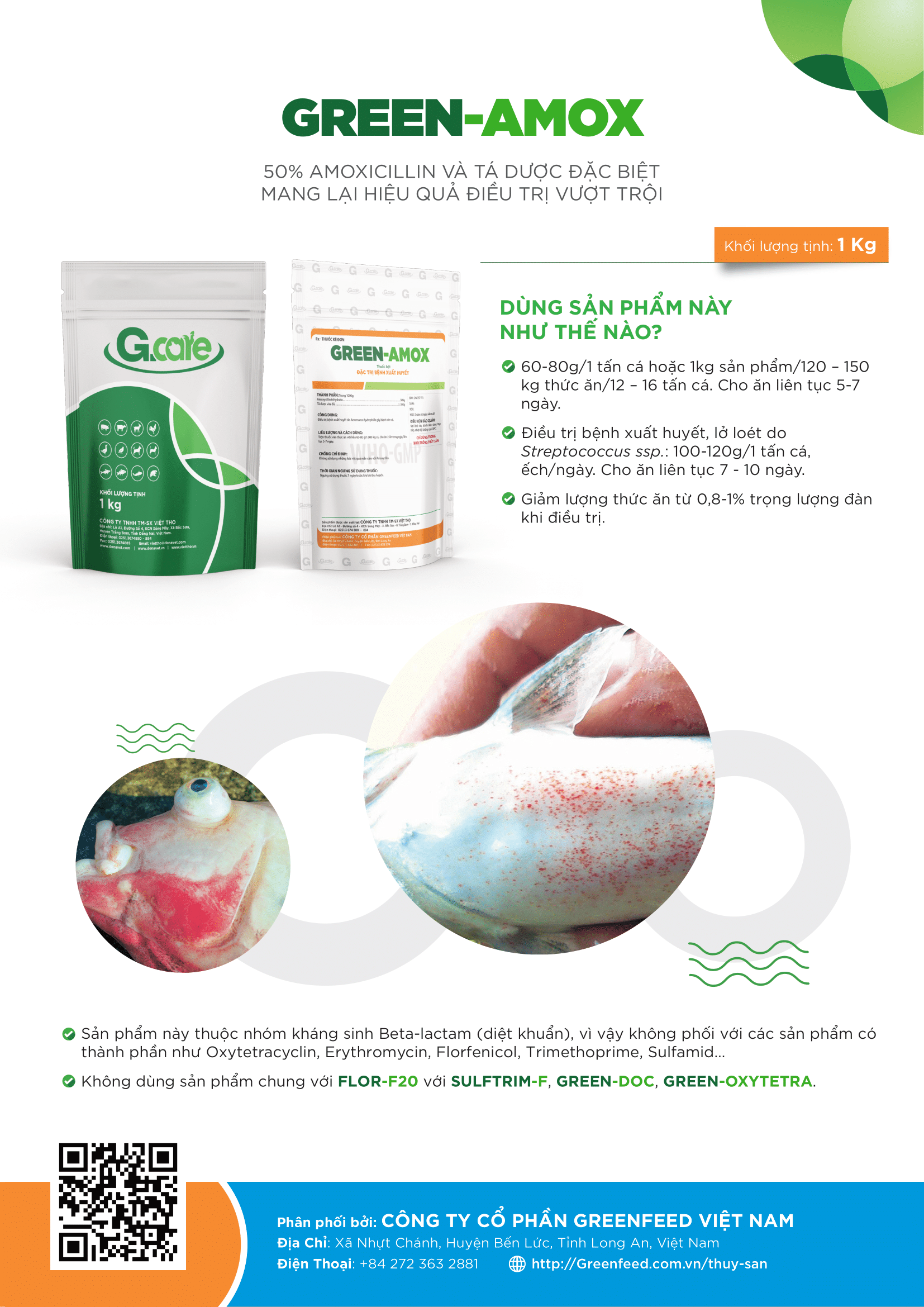 Tài liệu hướng dẫn sử dụng sản phẩm GREEN-AMOX công ty GREENFEED phát triển và sản xuất