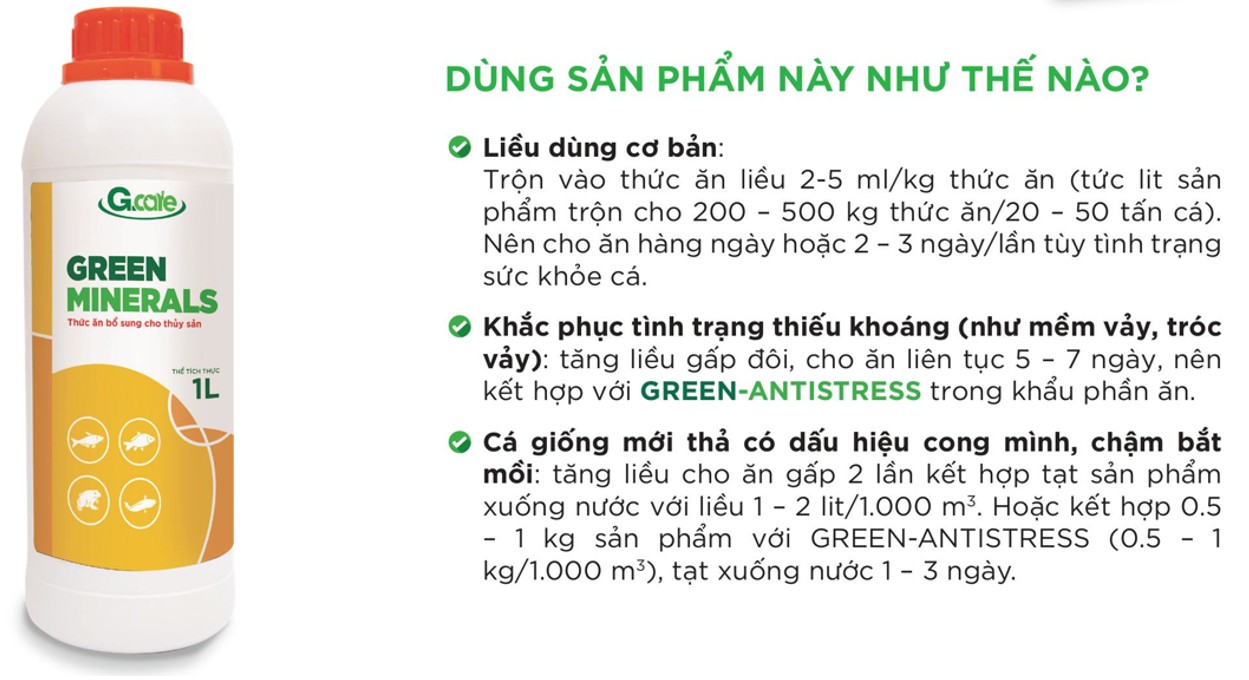 Hình 02: Hướng dẫn sử dụng khoáng của sản phẩm GREEN-MINERALS