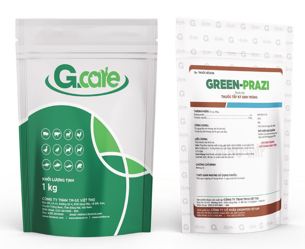GREEN-PRAZI xổ ký sinh trùng cho cá tra giống