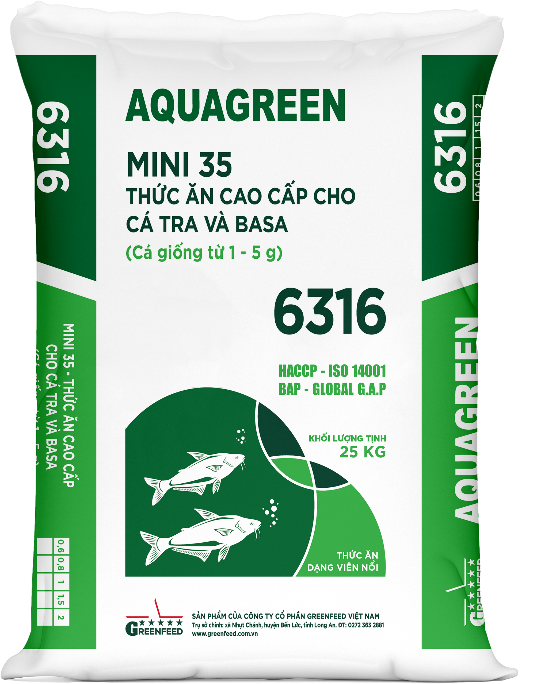Bao thức ăn AQUAGREEN 6316 dành cho cá tra giống