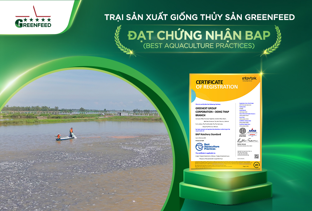 GREENFEED ACHIEVES BAP CERTIFICATION FOR DONG THAP HATCHERY, REINFORCING OUR PROGRESS TOWARD A SUSTAINABLE PRODUCTION CHAIN